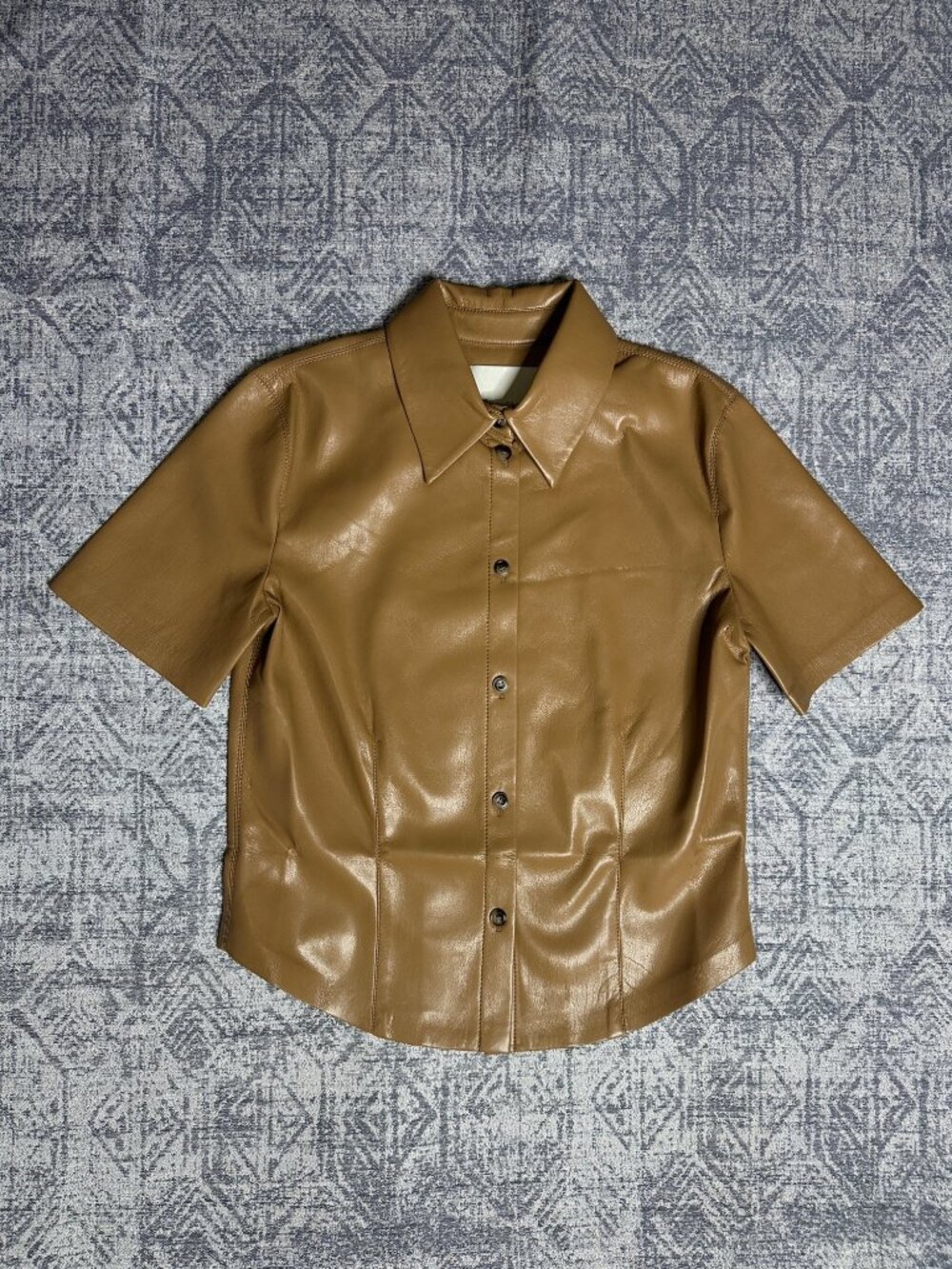 Nanushka CLARE Okobor™Alt-Leather Shirt Button Up Short Sleeve Shirt